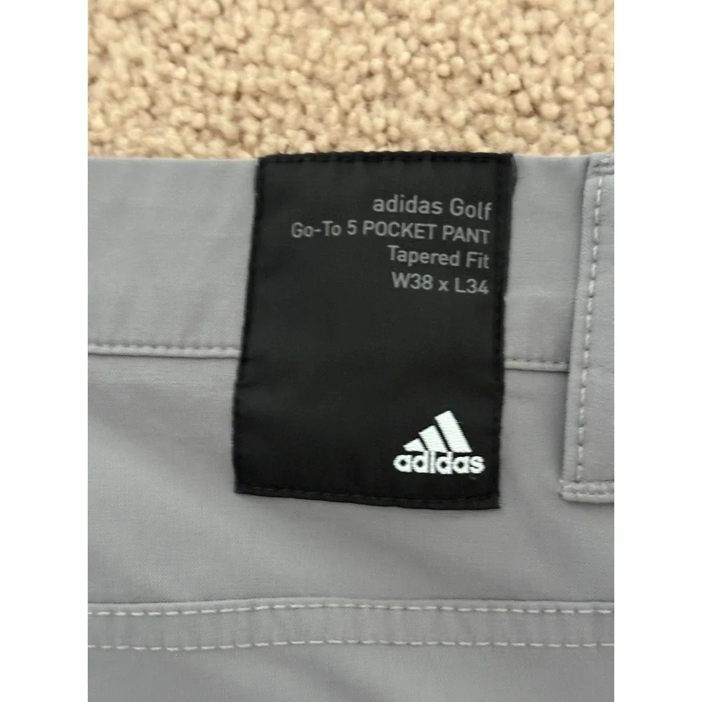 Adidas Mens Golf Go-To 5 Pocket Pants Tapered Fit 38x34 Grey Primegreen Stretch